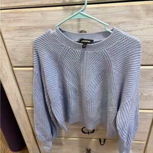 Express Women's Ice Light Blue Textured Sweater
